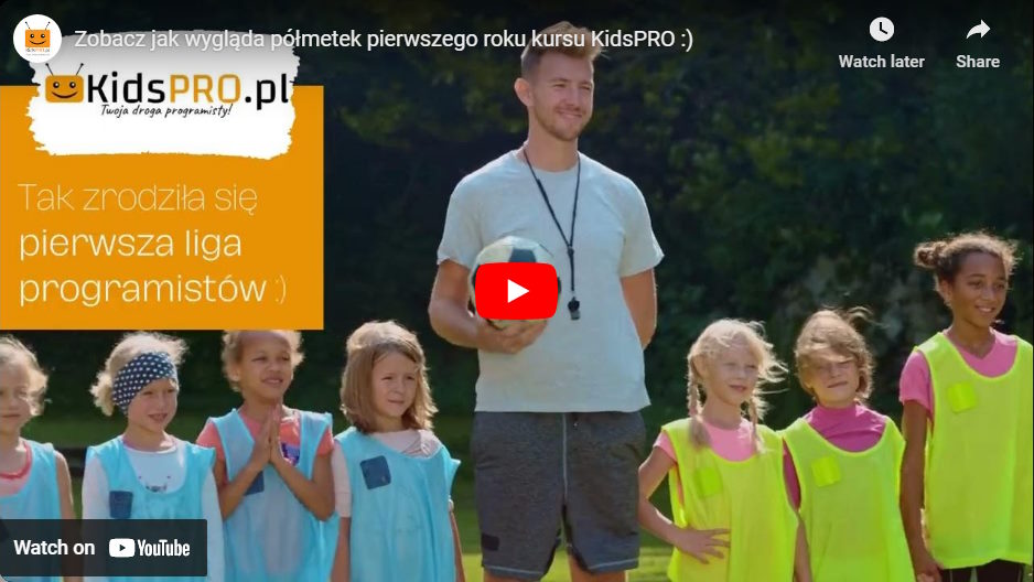 Zobacz jak wyglada półmetek pierwszego roku kursu KidsPRO