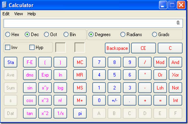 Kalkulator Windows XP