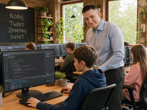 pracujemy na ergonomicznych krzesłach i duzych monitorach oraz prawdziwych narzędziach; ma to ogromne znaczenie dla koncentracji.